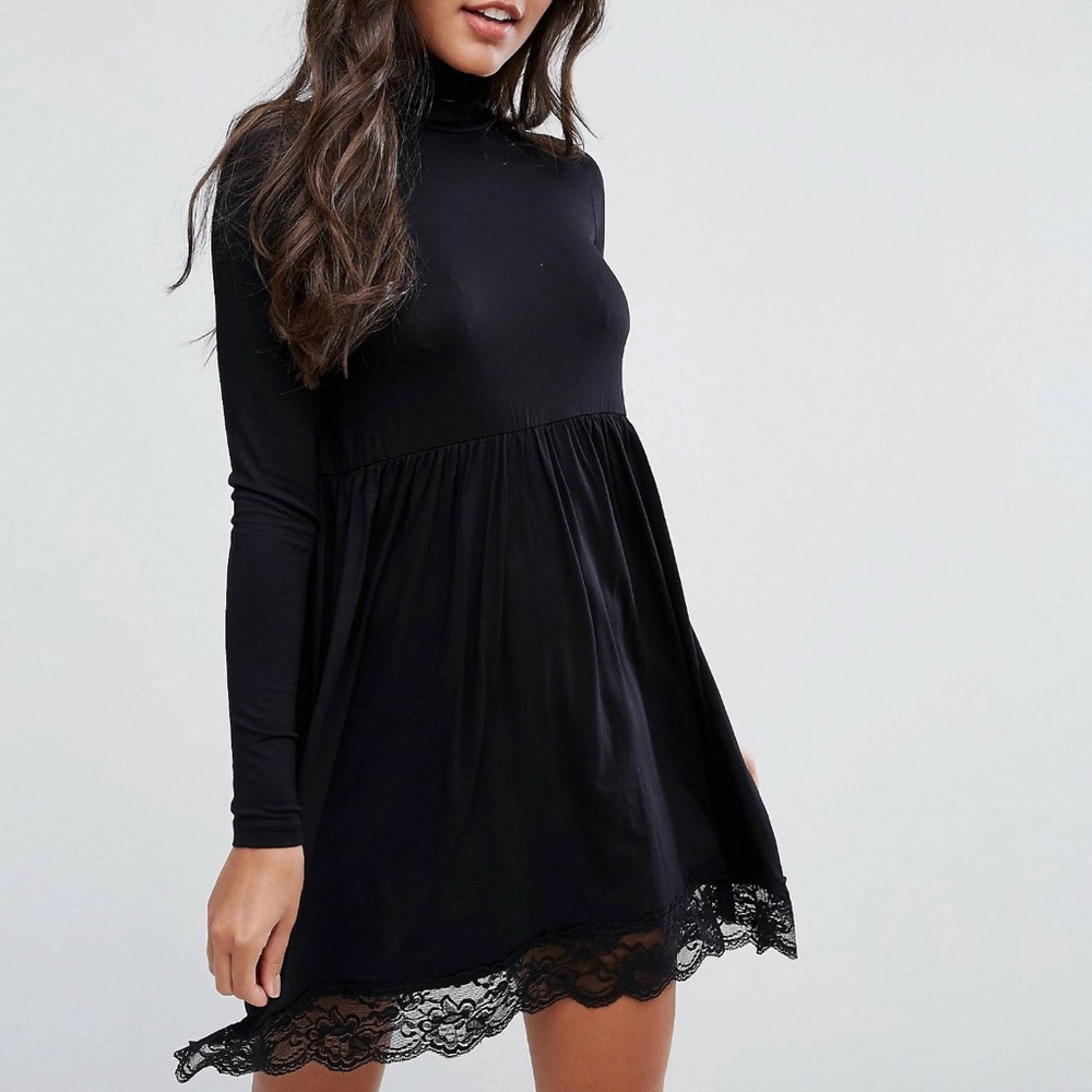 ASOS Maternity Turtleneck Skater Dress w/Lace Trim